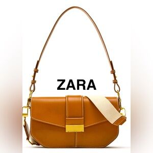 ZARA Cognac Faux Leather Bag - EUC